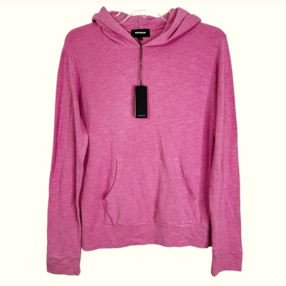 Monrow Supersoft Pullover Kangaroo Pocket Hoodie In Hot Pink, S, Nwt